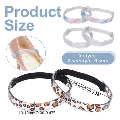 6 Sets 3 Style Glittered Resin Anti-Loose Shoelace for High-heeled Shoes AJEW-GO0001-07-1