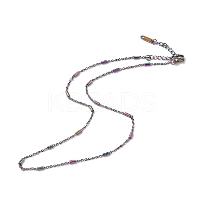 Ion Plating(IP) 304 Stainless Steel Column Link Chain Necklace for Men Women NJEW-K245-019B-1