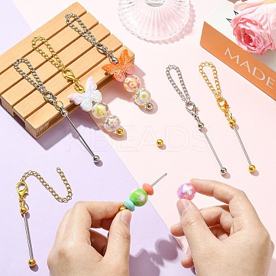10Pcs 2 Colors Zinc Alloy Beadable Bar Pendant Decorations for DIY Crafts Jewelry Making AJEW-CJ0001-50-1