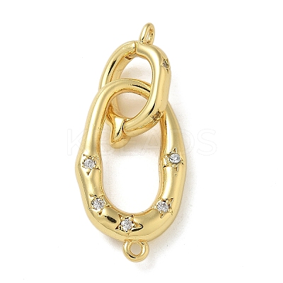 Rack Plating Brass Micro Pave Clear Cubic Zirconia Fold Over Clasps KK-K392-48G-1