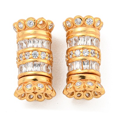 925 Sterling Silver Micro Pave Cubic Zirconia Screw Clasps STER-U001-05A-G-1