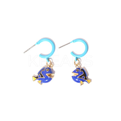 Zinc Alloy Enamel Stud Dangle Earrings WG5F1D3-01-1