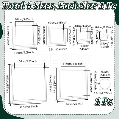 6Pcs 6 Styles Transparent Acrylic Sewing Template AJEW-NB0007-76C-1
