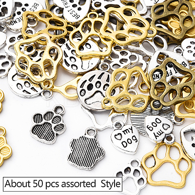 50Pcs 10 Styles Alloy Charms FIND-YW0006-65-1