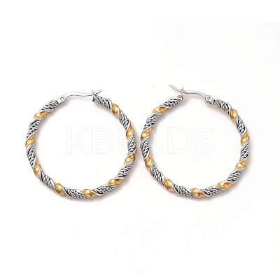 Non-Tarnish 304 Stainless Steel Twist Rope Hoop Earrings for Women LS-EJEW-C011-03P-1