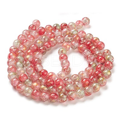 Baking Paint Crackle Glass Bead Strands X1-DGLA-R053-03D-1
