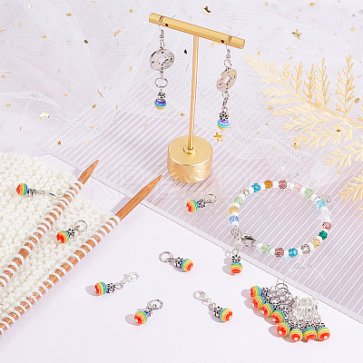 100 Charms of 5pcs Alloy Flower with Resin Beaded Cluster Dangle Wine Glass Charms AJEW-AR0001-47-1