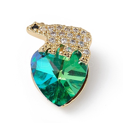 Real 18K Gold Plated Rack Plating Brass Micro Pave Clear Cubic Zirconia Pendants KK-C015-06G-08-1