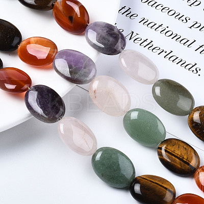 Natural Green Aventurine & Rose Quartz & Red Agate & Tiger Eye & Amethyst Beads Strands G-S364-095-1