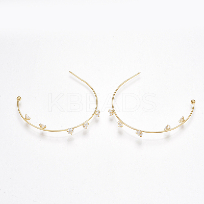 Brass Cubic Zirconia Stud Earrings KK-S350-062G-1