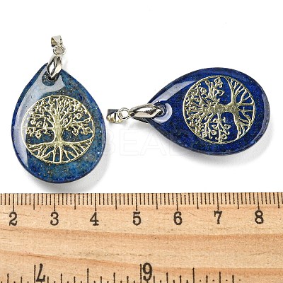 Dyed Natural Lapis Lazuli Teardrop Pendants G-Q175-01D-1
