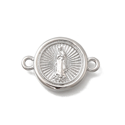 Religion Brass Flat Round with Virgin Connector Charms KK-D431-049P-1
