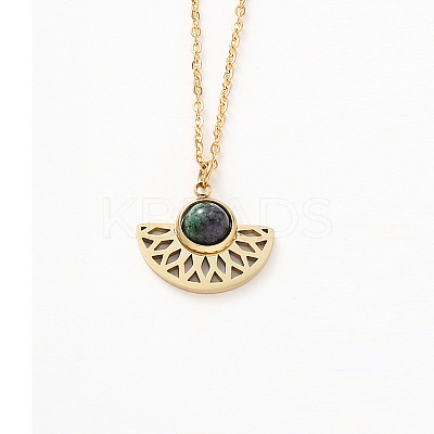 Natural Ruby in Zoisite Fan Pendant Necklaces TQ8111-2-1