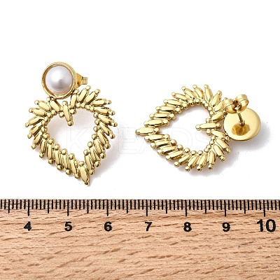 201 Stainless Steel ABS Plastic Pearl Stud Earrings EJEW-Z151-13G-02-1