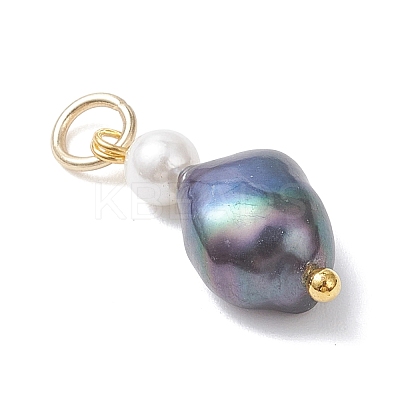 Natural Freshwater Pearl Potato & Shell Pearl Round Bead Pendants PALLOY-JF04714-01-1