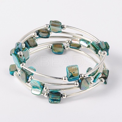 Shell Beads Wrap Bracelets BJEW-JB01608-04-1