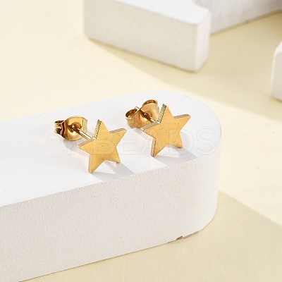 Ion Plating(IP) Star 304 Stainless Steel Stud Earrings EJEW-Z040-58G-1