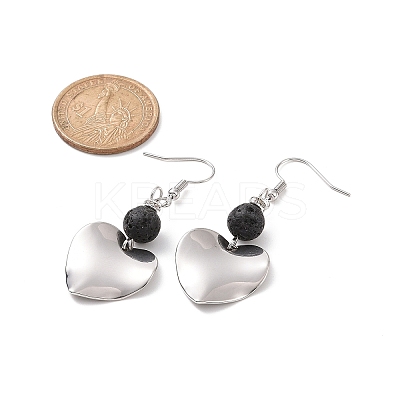 Natural Lava Rock Dangle Earrings for Women EJEW-JE05146-1
