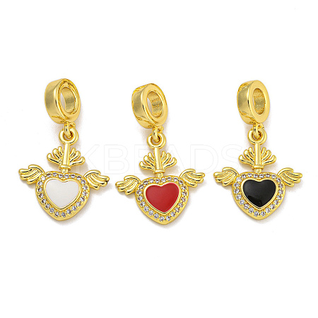 Rack Plating Brass Enamel European Dangle Charms KK-I718-26G-1