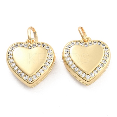 Brass Pave Clear Cubic Zirconia Pendants KK-U009-11D-G-1