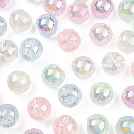 UV Plating Rainbow Iridescent Acrylic Beads X-OACR-P015-04B-1