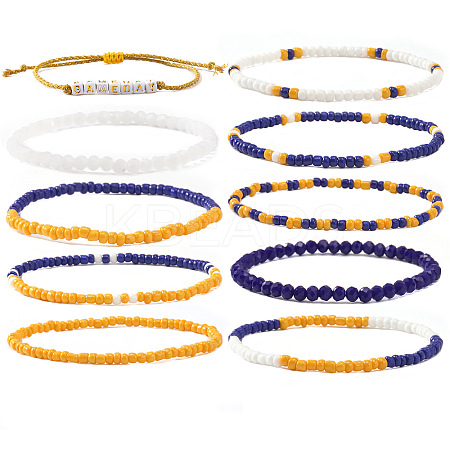 10Pcs Glass Seed Bead & Glass Stretch Bracelets ZB7764-2-1