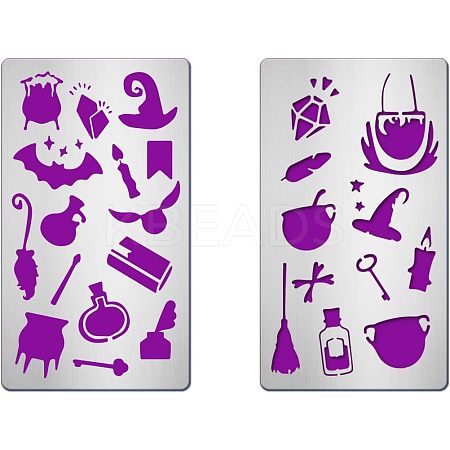 2Pcs 2 Style 304 Stainless Steel Cutting Dies Stencils DIY-FG0001-95-1