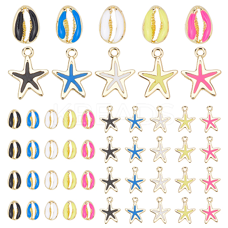 40 Pcs 10 Style Rack Plating Alloy Charms FIND-PH0004-09-1