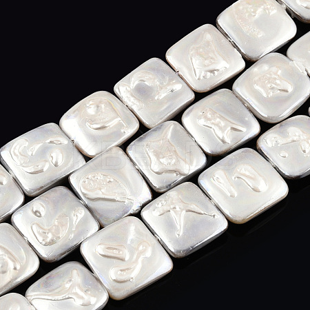 Plating Natural Freshwater Shell Beads Strands SHEL-N026-230B-1