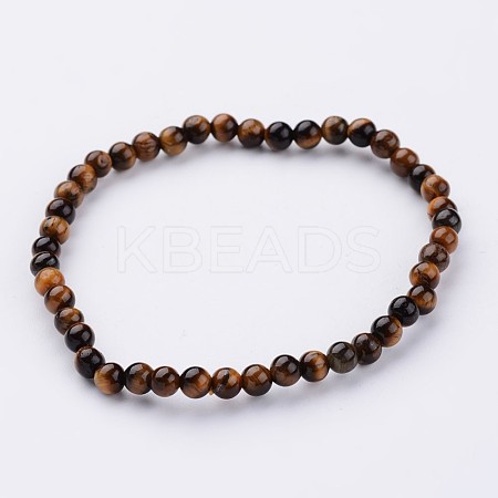Natural Tiger Eye Beaded Stretch Bracelets X-BJEW-JB02459-02-1