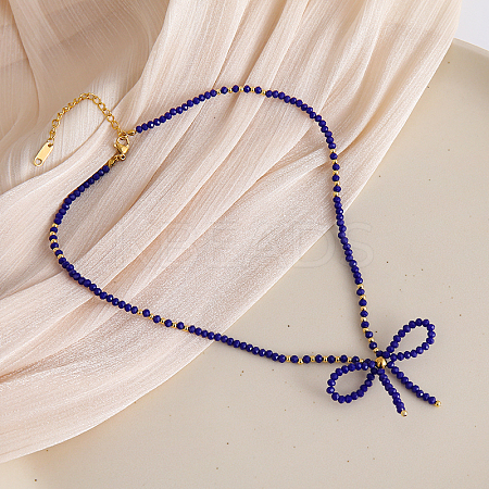 Feaceted Rondelle Glass Beaded Necklaces LK3957-2-1