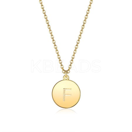 Brass Initial Pendant Necklace NJEW-BB35341-F-1