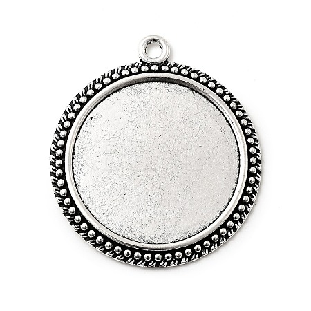 Flat Round Tibetan Style Pendant Cabochon Settings TIBE-C067kg-01AS-NR-1
