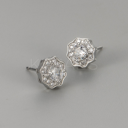 Valentine's Day Brass Clear Cubic Zirconia Stud Earrings WGA37BF-06-1