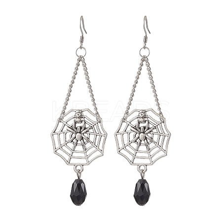 Halloween Themed Spider Alloy Dangle Earrings EJEW-JE06073-1