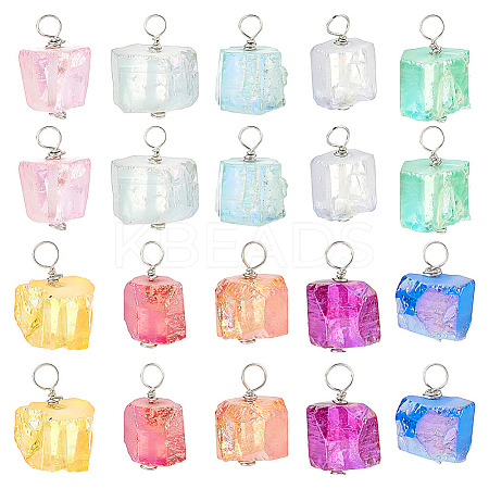 20Pcs 10 Colors Electroplated Natural Quartz Pendants PALLOY-AB00170-1