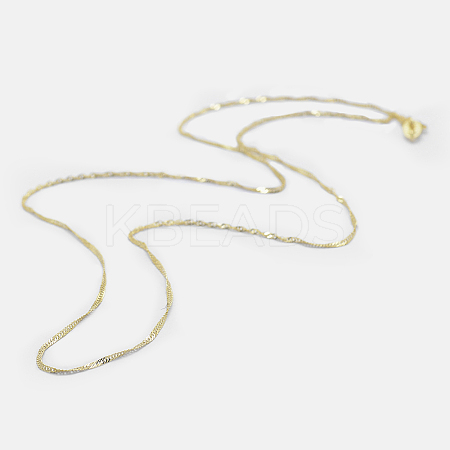 925 Sterling Silver Singapore Chain Necklaces LS-STER-F039-45cm-06G-1