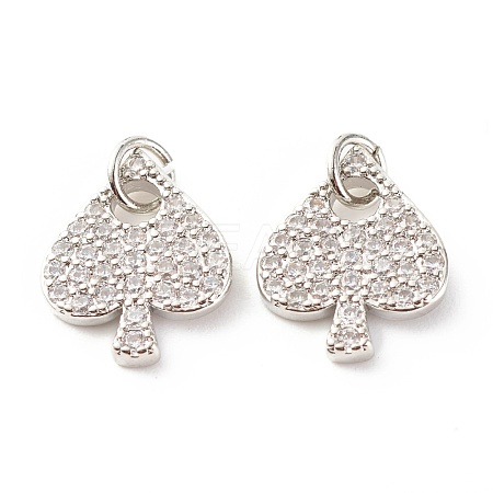 Brass Micro Pave Clear Cubic Zirconia Pendants ZIRC-P094-20P-RS-1