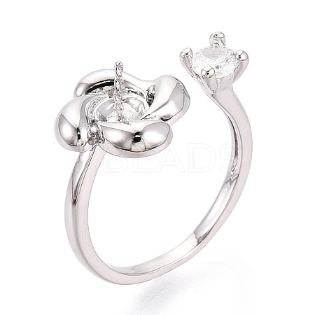 Windmill Brass Micro Pave Clear Cubic Zirconia Cuff Ring Settings KK-T076-36G-1