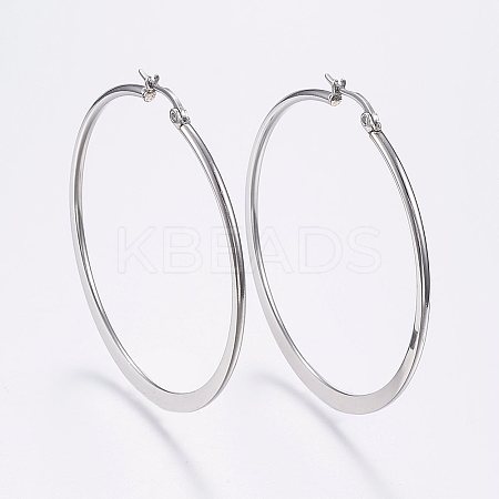Tarnish Resistant 304 Stainless Steel Big Hoop Earrings LS-EJEW-F105-17P-1