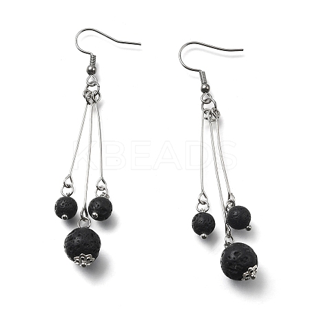 Natural Lava Rock Dangle Earrings EJEW-JE02813-01-1