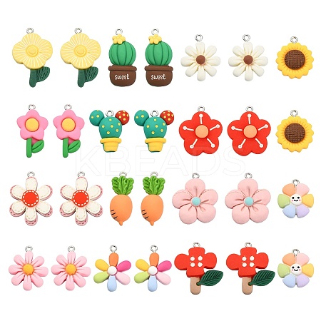 28Pcs 14 Styles Opaque Resin Pendants RESI-CJ0002-54-1