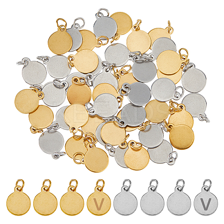 48Pcs 2 Colors 304 Stainless Steel Charms STAS-FH0002-29B-1