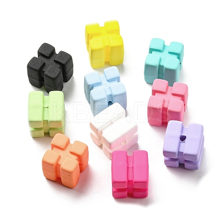 Rubberized Style Opaque Acrylic Beads SACR-Q196-03-1