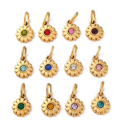 304 Stainless Steel Rhinestone Pendants STAS-M110-30G-1