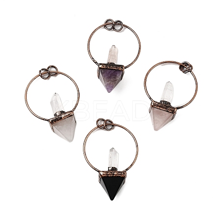 Natural Mixed Gemstone Pyramid Big Pendants G-B149-03R-1