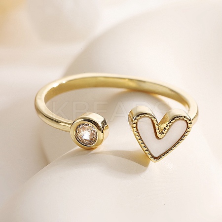 Brass Micro Pave Cubic Zirconia Open Cuff Rings for Women RJEW-K308-02B-G-1