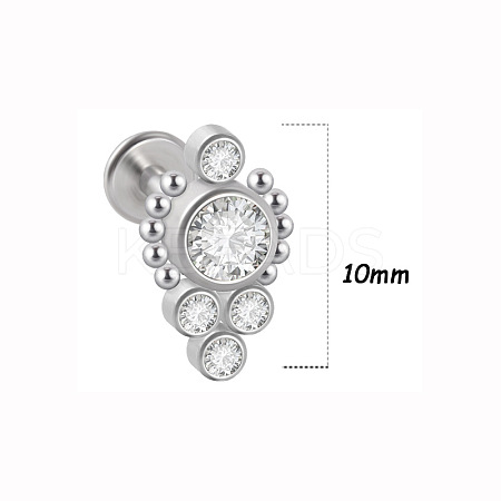 316L Surgical Stainless Steel & G23 Titanium & Crystal Rhinestone Flat Round Cartilage Earrings WGA7630-30-1