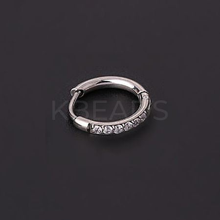 316 Stainless Steel Micro Pave Clear Cubic Zirconia Hoop Cartilage Earrings WG9FB89-05-1