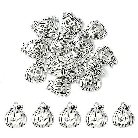 20Pcs Tibetan Style Halloween Pumpkin Jack-O'-Lantern Alloy Pendants TIBEP-YW0001-43AS-1